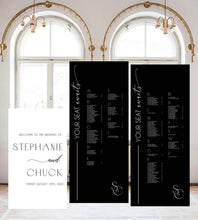Load image into Gallery viewer, Wedding seating chart Large Custom signs, Rectangular or Arched Panel with easel Entrance Sign Foam Board Custom text, color, Light Weight
