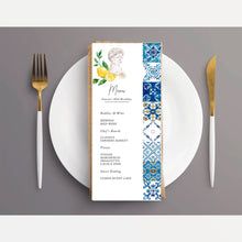 Load image into Gallery viewer, Tuscan Lemon Bridal Shower Invitation,Blue Tile and Lemon Cards,Citrus Lemons Invitations,Country Lemons Invites for Bridal any event