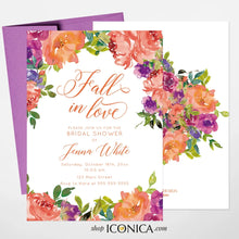 Load image into Gallery viewer, Fall in Love Bridal Shower Invitation,Fall Engagement party invitation,Floral Thanksgiving invitation,Fall dinner party Invite { Jenna }