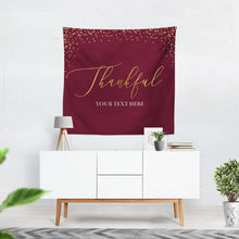 Load image into Gallery viewer, Burgundy Thanksgiving Decor, Thanksgiving Backdrop,Thanksgiving Dinner,Thanksgiving Feast Banner, Printed vinyl Banner, Ready to Ship