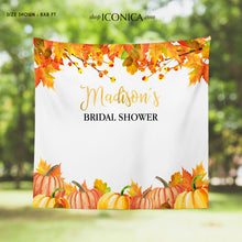 Load image into Gallery viewer, Fall Bridal Shower decor Personalized,Fall Party Backdrop,Thanksgiving Feast Banner, Pumpkin Fall Banner,any text, Printed