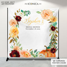 Load image into Gallery viewer, Fall in Love Bridal Shower Backdrop,Fall Engagement party Backdrop,Fall Leaves, Fall bridal party backdrop {Amber Collection}
