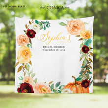 Load image into Gallery viewer, Fall in Love Bridal Shower Backdrop,Fall Engagement party Backdrop,Fall Leaves, Fall bridal party backdrop {Amber Collection}