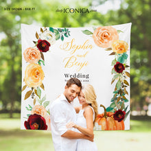 Load image into Gallery viewer, Fall in Love Backdrop Fall Wedding Backdrop Personalized Fall Party Backdrop Fall in love Photo Backdrop {Amber Collection}