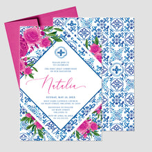 Load image into Gallery viewer, Tuscan Pink Floral First Communion Menu