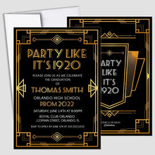 Load image into Gallery viewer, Roaring 20s Invitation Party like its 1920 theme graduation party invitation, Great Gatsby Senior Prom 2023 Card, any text and type of event