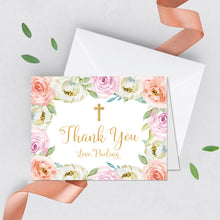 Load image into Gallery viewer, First Communion Invitation Girl Elegant Event Paper Set, Pink Purple Peach Floral and Marbled Design Communion Collection, Any Event