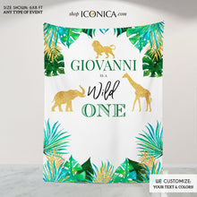 Load image into Gallery viewer, Safari First Birthday Invitation, or any age,Party Animals card,Wild One Party Invitation,Jungle Party Invitations, Printed
