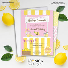 Load image into Gallery viewer, Lemonade First Birthday Invitation Or Any Age Lemonade And Sunshine - Pink Lemonade Party Mason Jar Lemonade Stand Printed Or Printable
