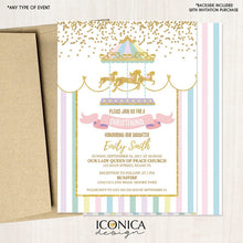 Load image into Gallery viewer, Carousel Invitation, Carousel Christening or Baptism Invite, Circus Girl Invitation, Any Event, Printed Or Printable File ICH0003