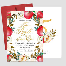 Load image into Gallery viewer, Apple Orchard party invitation, Apple of my eye invitations, Fall PARTY Invites,Fruit Party card,Printed

