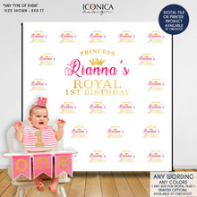 Load image into Gallery viewer, First Birthday Photo Booth Backdrop, Custom Step And Repeat Backdrop, Little Prince, Royal Party, Printed Bbd0008
