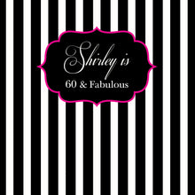 Load image into Gallery viewer, Birthday Backdrop, 60th Birthday Custom Step And Repeat Backdrops,Milestone Birthday Backdrop, Personalized Black and White Stripes Printed BBR0013