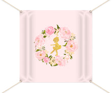 Load image into Gallery viewer, Ballerina Backdrop, Ballerina Photo Backdrop, Faux Gold Glitter, Watercolor, Garden Party, Printed Or Printable File