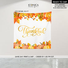 Load image into Gallery viewer, Thanksgiving Backdrop Thanksgiving Decor Thankful Banner Fall Party, Thanksgiving Dinner,Thanksgiving Feast Printed Banner  BHO0030