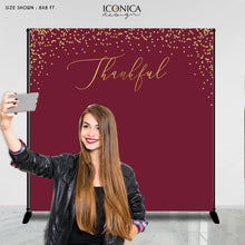 Load image into Gallery viewer, Burgundy Thanksgiving Decor, Thanksgiving Backdrop,Thanksgiving Dinner,Thanksgiving Feast Banner, Printed vinyl Banner, Ready to Ship