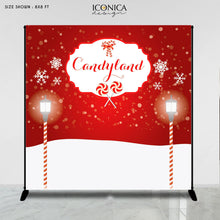 Load image into Gallery viewer, Candyland First Birthday Banner, Candyland Holiday Party Backdrop, Sweet Birthday Party, Peppermint Backdrop, Printed