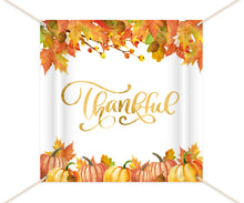 Load image into Gallery viewer, Thanksgiving Backdrop Thanksgiving Decor Thankful Banner Fall Party, Thanksgiving Dinner,Thanksgiving Feast Printed Banner  BHO0030