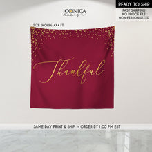 Load image into Gallery viewer, Burgundy Thanksgiving Decor, Thanksgiving Backdrop,Thanksgiving Dinner,Thanksgiving Feast Banner, Printed vinyl Banner, Ready to Ship