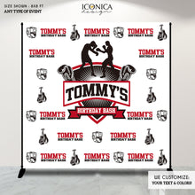 Load image into Gallery viewer, Boxing Photo Booth Backdrop, Custom Step and Repeat Backdrop, Boxing Birthday Bash banner, Sports Party - Printed or Digital File BBD0084
