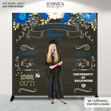 Load image into Gallery viewer, Graduation Party Photo Booth Backdrop, Virtual Graduation, Floral Step and Repeat, Congrats Grad, Banner Printed BGR0035
