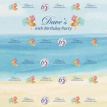 Load image into Gallery viewer, Beach Birthday Party Backdrop, Sweet Sixteen beach theme decoration, Custom Step And Repeat Sea Backdrop, BEACH Wedding decor,Any text, BSS0001
