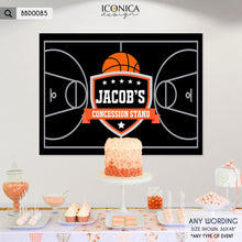 Load image into Gallery viewer, Basketball Themed Photo Booth Backdrop, Concession stand Backdrop, Basketball Birthday banner, Sports Party, Printed or Digital File BBD0085