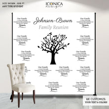 Load image into Gallery viewer, Family Reunion Photo Backdrop, Family gathering Step and Repeat Backdrop, Family Reunion Decorations, Family Tree Banner
