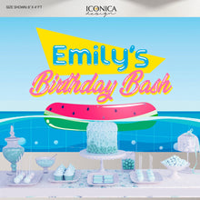 Load image into Gallery viewer, Pool Party Backdrop, Pool Birthday Personalized Decor,Pool party decorations,Watermelon Party, Summer Party Backdrop,Swimming Bash