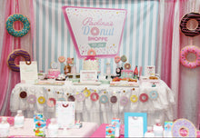 Load image into Gallery viewer, Donut Birthday Party Backdrop, Donut Party Banner, Baby Sprinkle, Donut Shoppe Party - Sprinkles Birthday- Printed Or Printable File