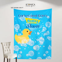 Load image into Gallery viewer, Virtual Baby Shower Rubber Ducky Baby Shower Photo Backdrop,Personalized Pool party Backdrop,Personalized Summer Backdrop,Swimming Bash