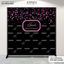 Load image into Gallery viewer, Birthday Photo Booth Backdrop Purple And Pink Confetti Step And Repeat Backdrop Red Carpet 21st Birthday Printed Bbd0040