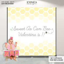 Load image into Gallery viewer, BEE First Birthday Party Decor,First BEE-Day Backdrop,Sweet as can BEE Banner,Bee gender reveal baby shower,Mom to Bee Decor