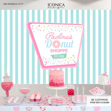 Load image into Gallery viewer, Donut Birthday Party Backdrop, Donut Party Banner, Baby Sprinkle, Donut Shoppe Party - Sprinkles Birthday- Printed Or Printable File