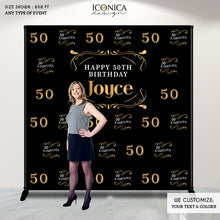 Load image into Gallery viewer, 50th Birthday Backdrop, 50 and Fabulous Custom Step And Repeat Backdrop, Milestone Birthday Backdrop, Aged to Perfection Personalized birthday BBD0126