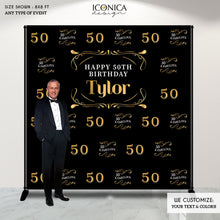 Load image into Gallery viewer, 50th Birthday Backdrop, 50 and Fabulous Custom Step And Repeat Backdrop, Milestone Birthday Backdrop, Aged to Perfection Personalized birthday BBD0126