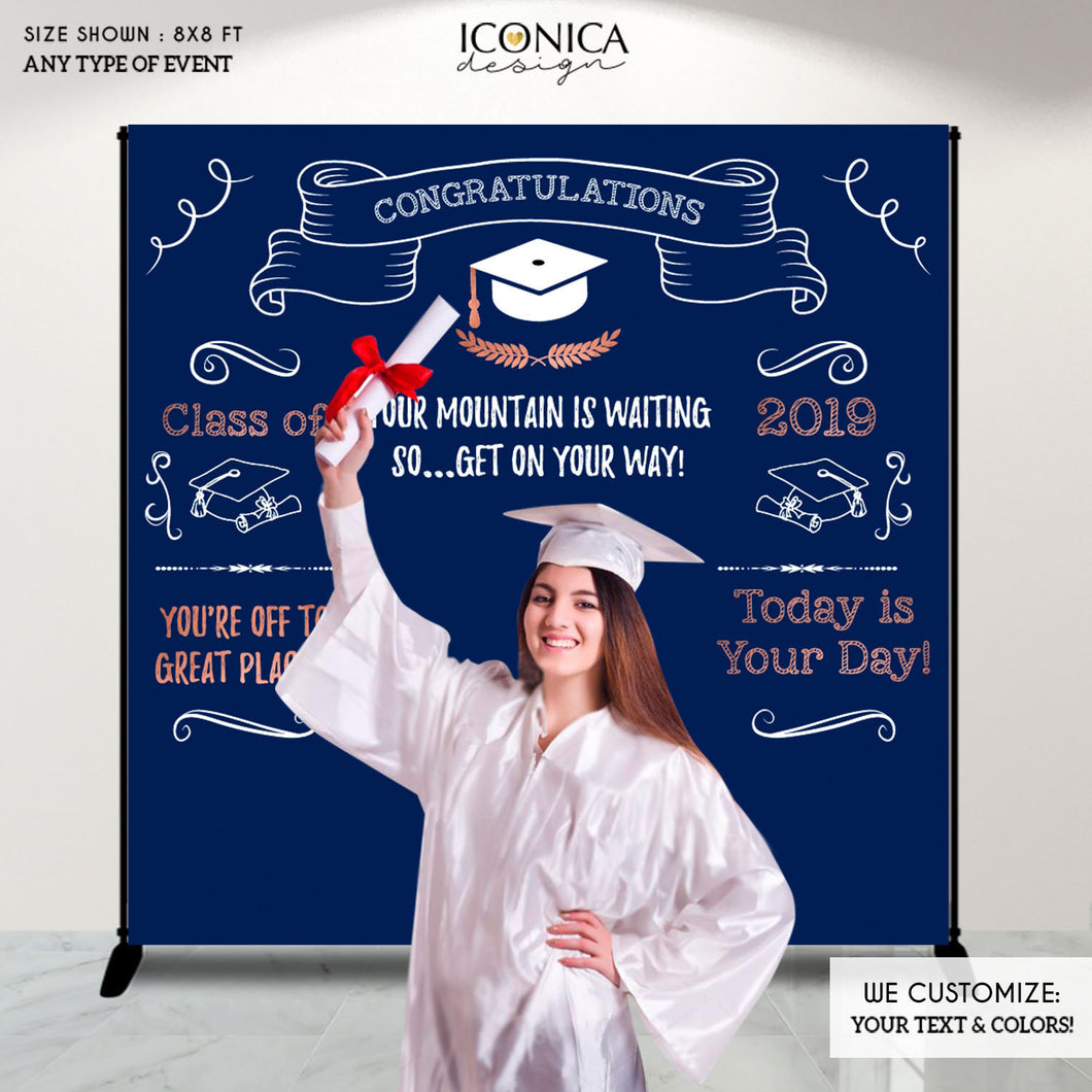 Graduation Party Photo Booth Backdrop, Graduation, Personalized Banner, Congrats Grad Decor Banner Printed BGR0024