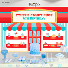 Load image into Gallery viewer, Candyland backdrop,Bakery Backdrop,Candy Shop Backdrop,Sweet Shoppe Backdrop,Candy Shop Birthday,Baking party decor BBD0156