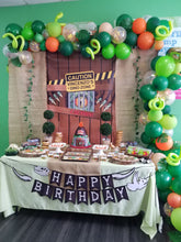 Load image into Gallery viewer, Dinosaur Backdrop, Dinosaur Party Backdrop, Scary Dino Backdrop, dinosaur birthday backdrop, Caution Dino Zone Banner