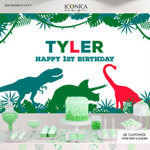 Load image into Gallery viewer, Dinomite Birthday Party Backdrop, Dinosaur Party Banner, Any Age, Boys Or Girls Birthday Party Backdrops, Printed Or Printable File, BBD0058