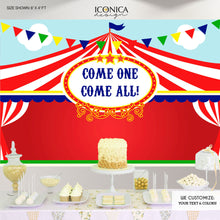 Load image into Gallery viewer, Circus Party Backdrop,First Birthday Carnival Party Backdrop,Carousel Backdrop,Any Age, Printed Bbd0021