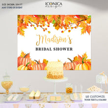 Load image into Gallery viewer, Fall Bridal Shower decor Personalized,Fall Party Backdrop,Thanksgiving Feast Banner, Pumpkin Fall Banner,any text, Printed