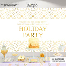 Load image into Gallery viewer, Holiday Party Backdrop,White and Gold Sparkles Party Backdrop,Elegant Corporate Backdrop, White Christmas, Printed BHO0010
