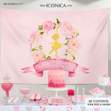 Load image into Gallery viewer, Ballerina Backdrop, Ballerina Photo Backdrop, Faux Gold Glitter, Watercolor, Garden Party, Printed Or Printable File