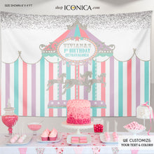 Load image into Gallery viewer, Carousel Party Backdrop,Carousel First Birthday Decorations,Girls Baby Shower Banner,Circus Banner, Printed BBD0117