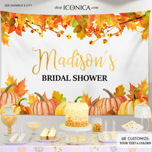 Load image into Gallery viewer, Fall Bridal Shower decor Personalized,Fall Party Backdrop,Thanksgiving Feast Banner, Pumpkin Fall Banner,any text, Printed