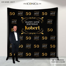 Load image into Gallery viewer, 50th Birthday Backdrop, Making 50 Great Again Decor, Milestone Birthday Backdrop , Aged to Perfection Custom Step And Repeat Backdrops, Personalized birthday BBD0126