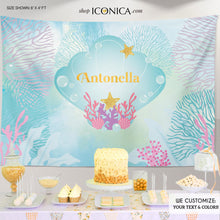 Load image into Gallery viewer, Under The Sea Backdrop, Mermaid party backdrop, Mermaid Birthday Banner, Summer Party Backdrop, Printed Or Printable