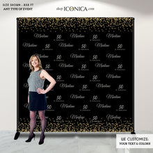Load image into Gallery viewer, 50 Birthday Photo Booth Backdrop, 50th Birthday Party Backdrop, Fifty Photo Booth Backdrop, Milestone Birthday Backdrop, Printed BBD0110