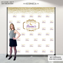 Load image into Gallery viewer, Birthday Photo Booth Backdrop Sixty and Stunning 60th Birthday or any age, Milestone Birthday Backdrop,High Heel Step And Repeat Backdrop, Printed BBD0022